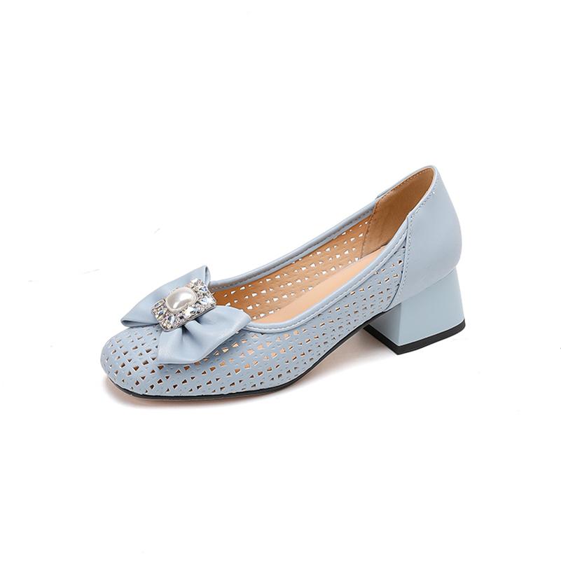 

Meotina Женские туфли-лодочки с круглым носком, на толстом среднем каблуке, с бантом и бусинами, обувь-перчатки, женская модная обувь, весна-осень, бежевый, 46 33 синий