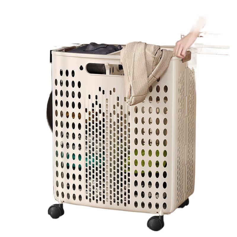 Skládací koš na prádlo s kolečky - Velkokapacitní úložný prostor na špinavé oblečení do koupelny