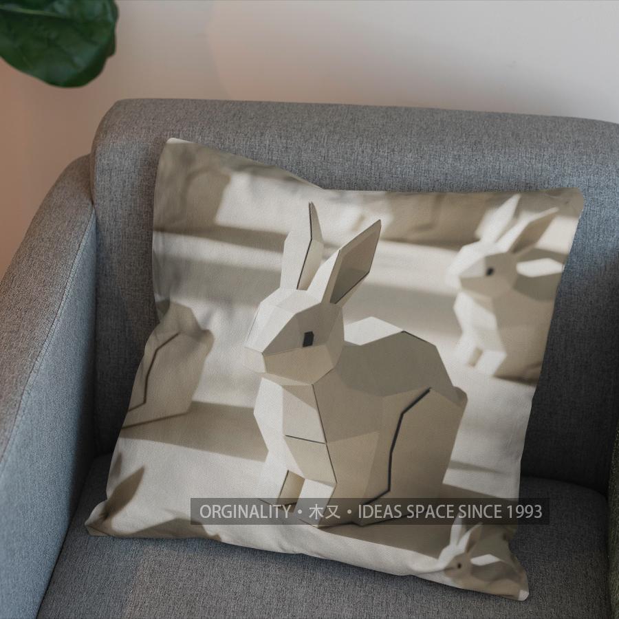2D Geometric Rabbit Pattern Digital Print Pillow Pattern Cushion Cover Suitable For Sofa Bedroom Car Pillow Cover