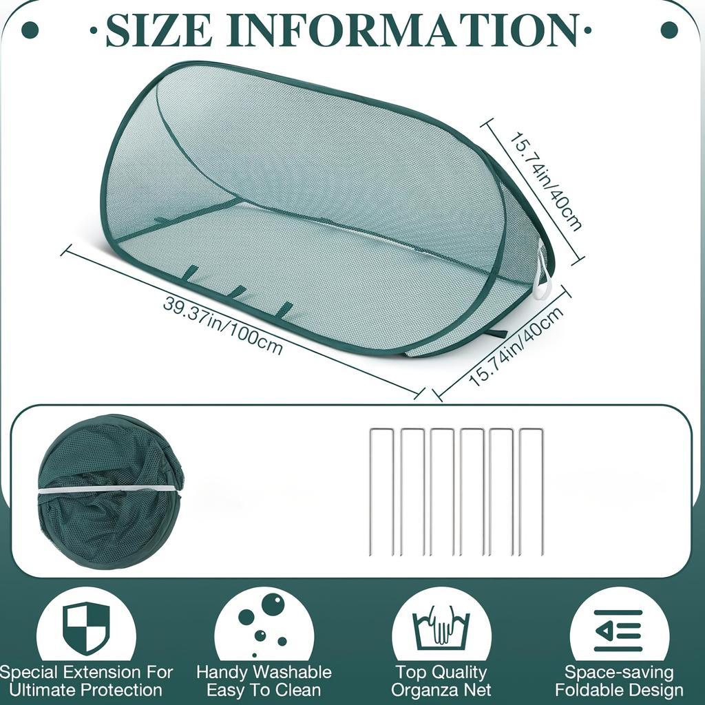 Pop-up Plant Protection Cover Set, Including 1 Plant Protective Cover and 8 Ground Stakes. Suitable for Use As Bird and Insect Netting for Vegetables