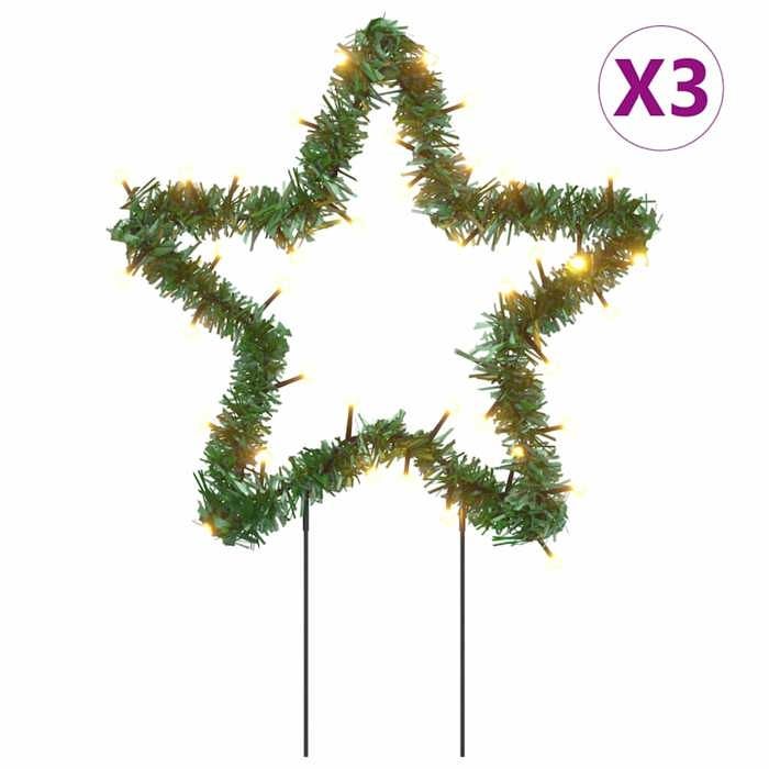 VidaXL Décoration lumineuse étoile de Noël piquets 3 pcs 50 LED 29 cm 357726