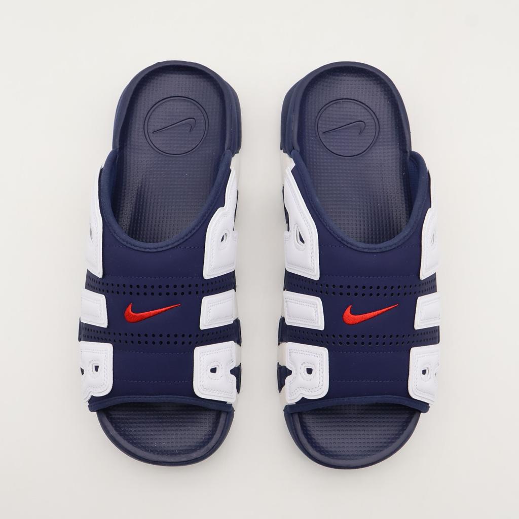 FQ8699-400 Nike Air More Uptempo Slide Olympic White Midnight Navy (Men's)