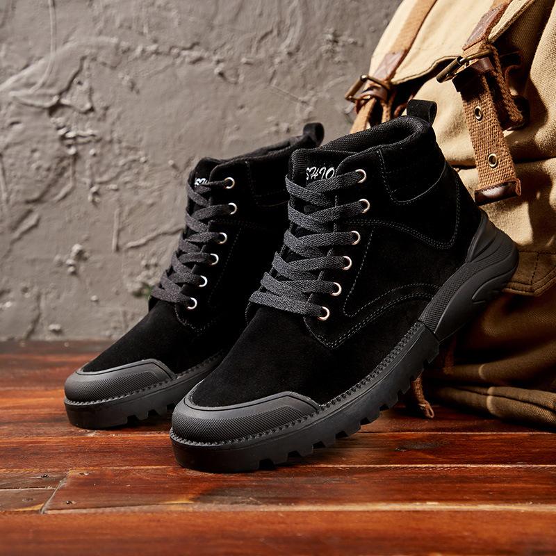 Large Size Winter and Spring New Velvet Thickened Thermal Cotton Shoes Casual Trend Wear Men's Medium Tube Snow Boots