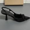 Fashion Crystal Women's Mules Sandals for Party Sexy Black New Pointed Bow Back Strap High-heeled Stiletto with Rhinestone Shoes Ladies