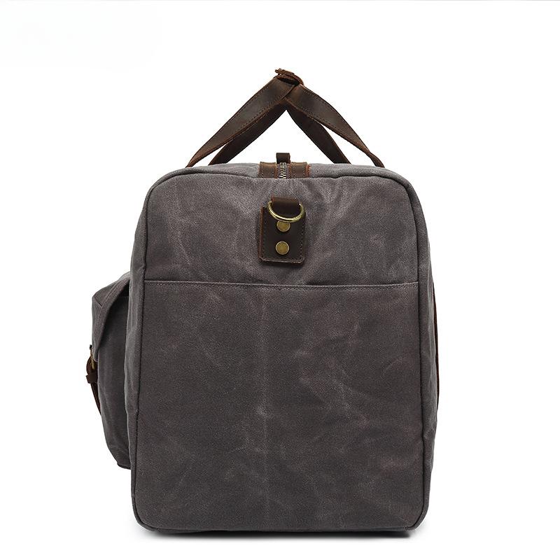 Waxed Canvas Luggage Leather Carry-on Travel Bag Casual Men's Bag Single Shoulder Crossbody Travel Bag