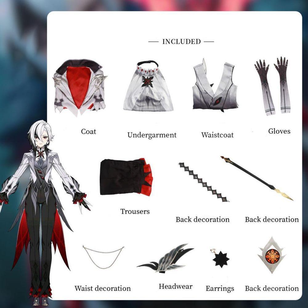 

Арлекино Валет Косплей Костюм Полный комплект парик Униформа Одиннадцать Fatui Harbingers Наряд Хэллоуин Карнавальная Вечеринка XL