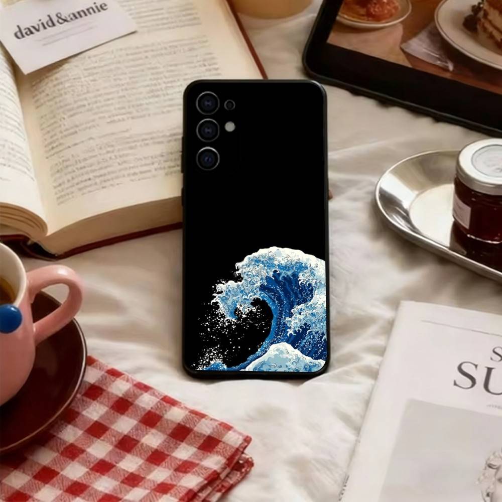 Great Wave Kanagawa Anime Phone Case For Samsung S25,S24,S21,S22,S23,S30,Ultra,S20,Plus,Fe,Soft Silicone Black Cover