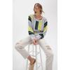 American Style UO Retro Fashion Contrast Color Stripe round Neck Pullover Short Navel Sweater Women's