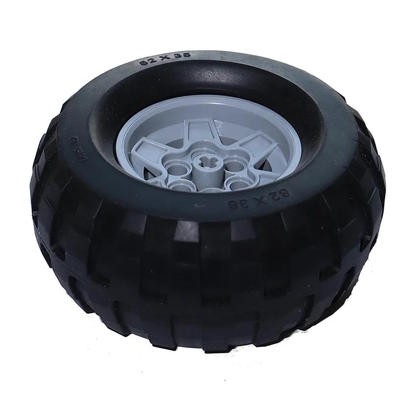 Car Truck Wheels Hub Bricks MOC Technical Tire Wheel Cross Hole Set Motorcycle Tyre & Rim Construction Building Blocks