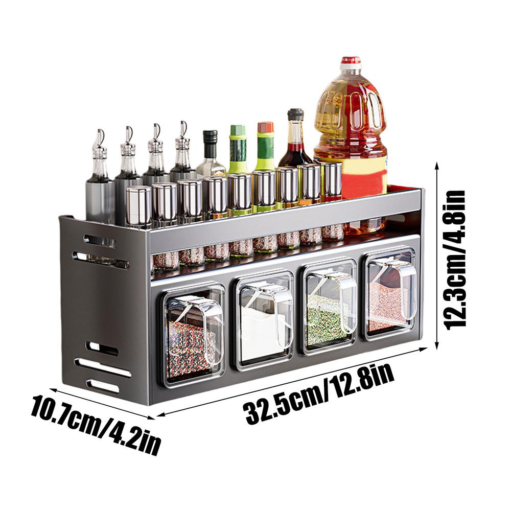 Season Rack Wall Mount Punch-Free Seasoning Holder Large Capacity Storage Rack Seasoning Stand For Kitchen Bathroom Shelves