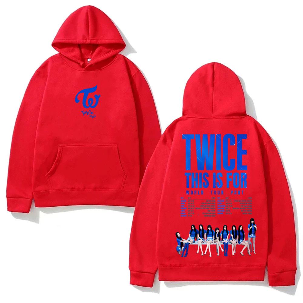 TWICE TOUR Punk Hooded With Pocket Fleece Comfortable Sweatshirt Oversized Long Sleeve Gothic Clothes Moletom Vintage Pullovers Grunge
