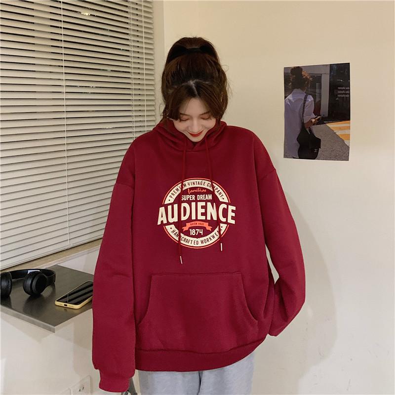 Vintage Plush Thick Hooded Sweater: Women's Long-Sleeve Autumn/Winter Top