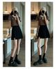 Black High-Waist A-Line Skirt for Women - Autumn 2023, Large Size, with Slit
