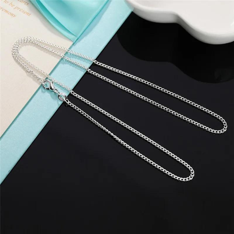 New 925 Sterling Silver Necklace  2MM String Chain For Women Men High Quality Jewelrys Gifts