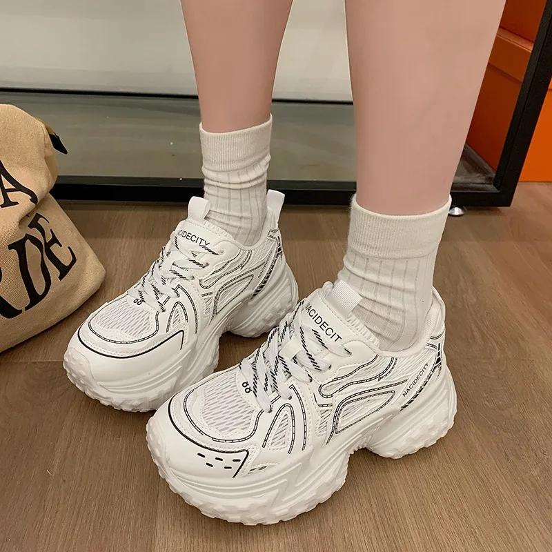 

Новые женские кроссовки Tenis на платформе, повседневная обувь для женщин, комфортная сетка, толстая подошва, увеличение, обувь для женщин, Zapatillas De Mujer 39