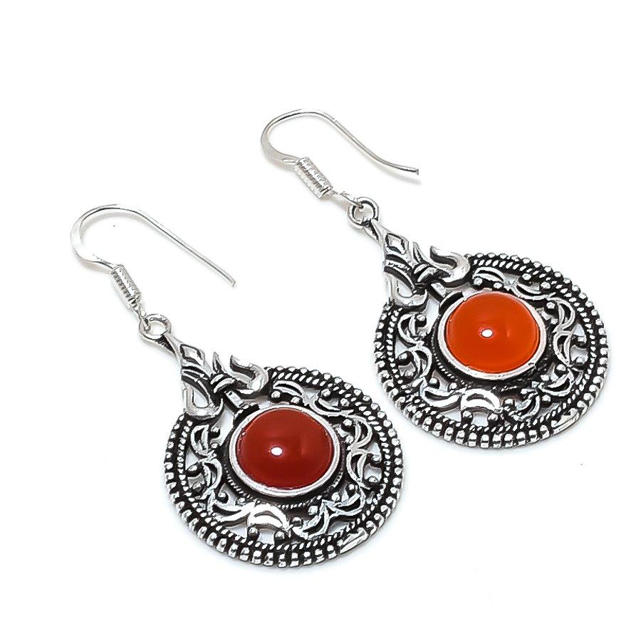 Natural Carnelian Gemstone 925 Sterling Silver Jewelry Earring 2.05  AE-11918