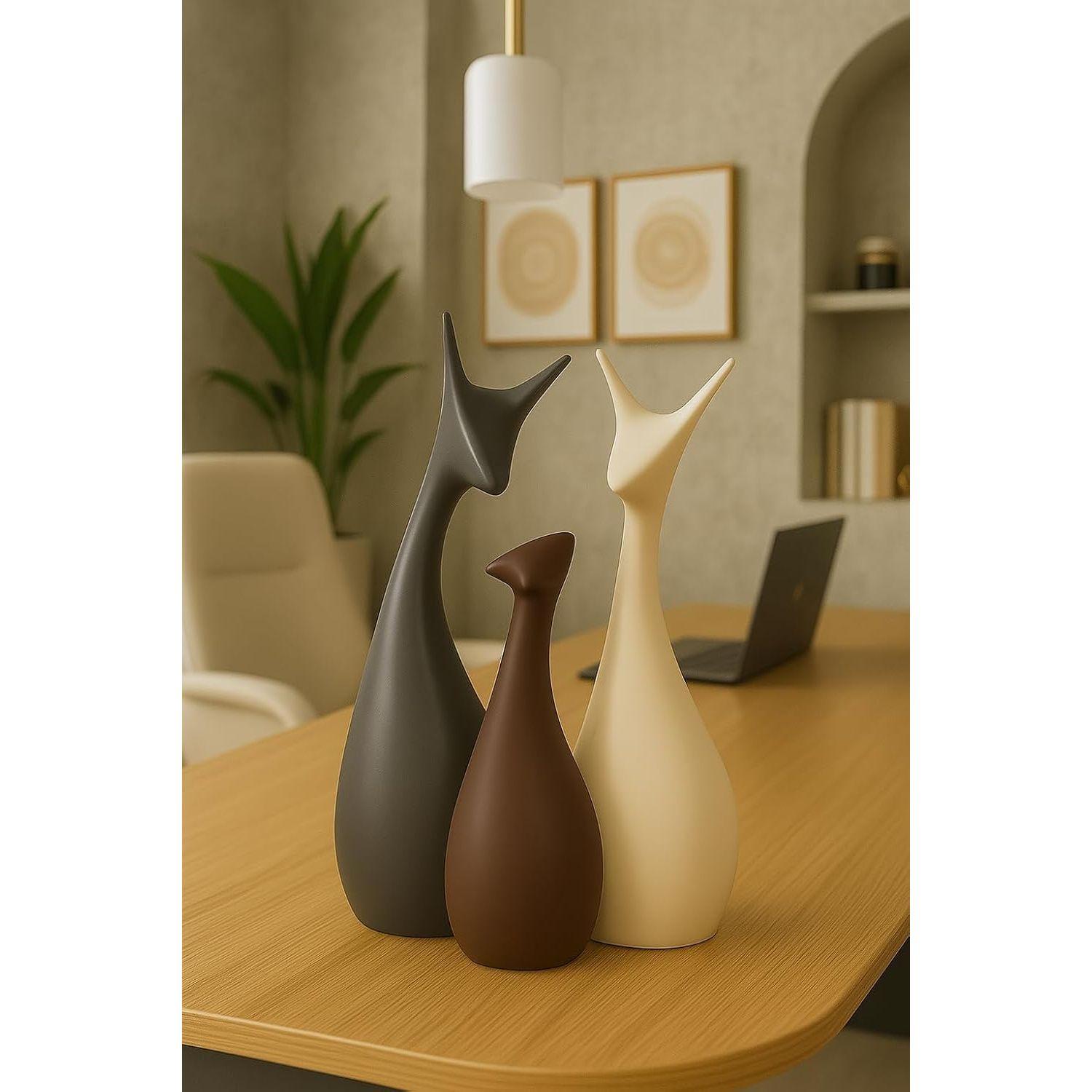 

Керамічні фігурки Lucky Deer Family з матовою обробкою для домашнього декору - (Набір з 3 штук, матово-коричневий)