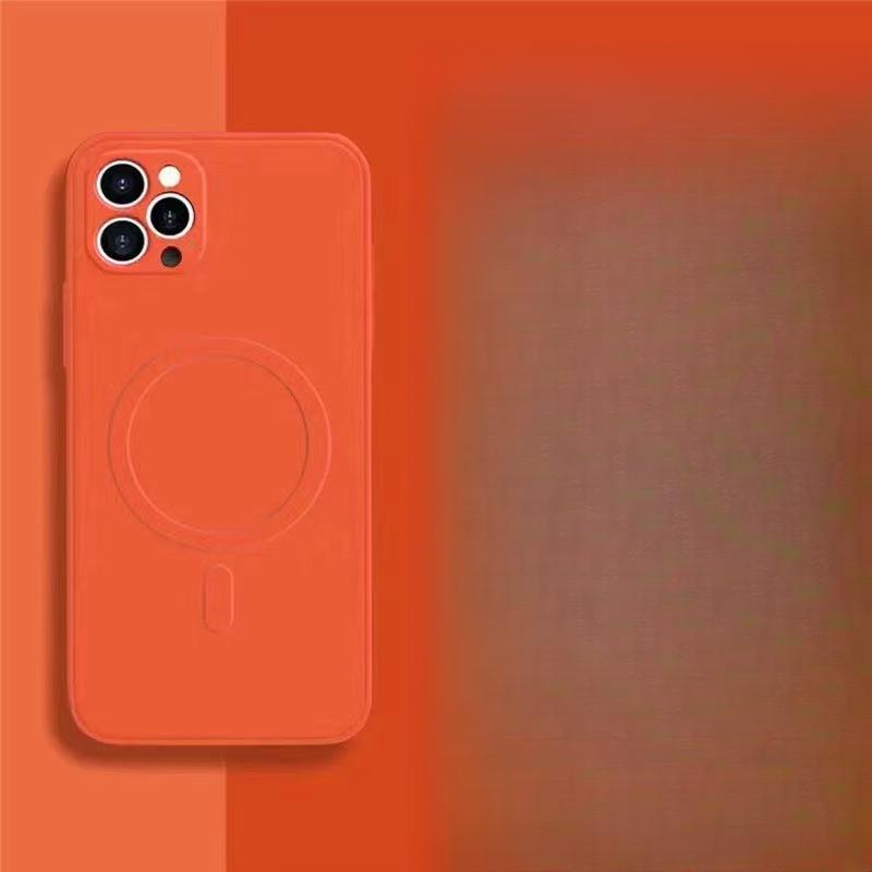 Applicable To Apple 14 Liquid Silicone Mobile Phone Case Magsafe Magnetic Suction IPhone 15/13 Sewing Hole Full Enclosure Case