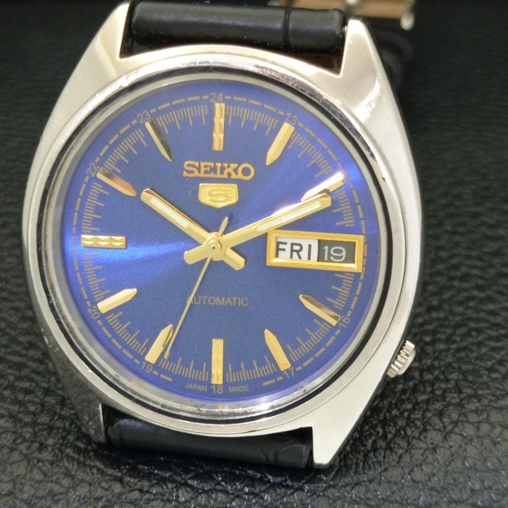 VINTAGE SEIKO 5 AUTOMATIC 6119C JAPAN MENS BLUE COLOR DIAL WATCH A500076-2 R151a-a500076