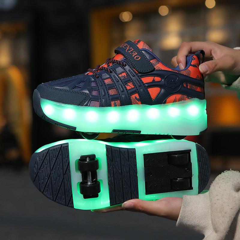 

Children s Roller Skates Shoes LED Racing Roller Skates Shoes with 4 Wheels Speed Sneaker Shoes for Girls Sneakers with Wheels 40