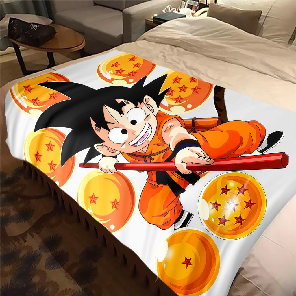 1PC Son Goku Print Flannel Blanket, High Quality All Seasons, Home Decor, Warmth and Comfort, Perfect for Christmas Gifts