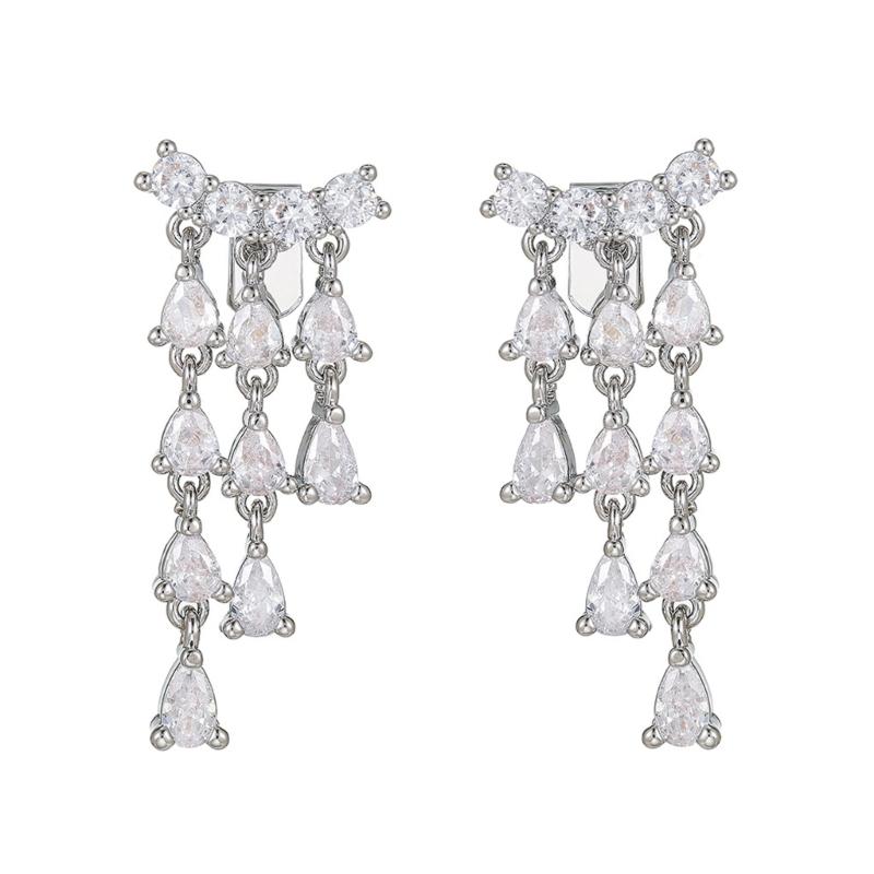 1pair Elegant Tassels Dangle Accessory Ear Clip For Freeclip 1 2 Earphones Clip On Charm With Sparkling Zircon Stones