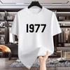 Hot Summer Unisexs Pure Cotton Tshirt 1977 Shortsleeved Ins Base American Loose Casual and Versatile Trendy Brand Halfsleeved
