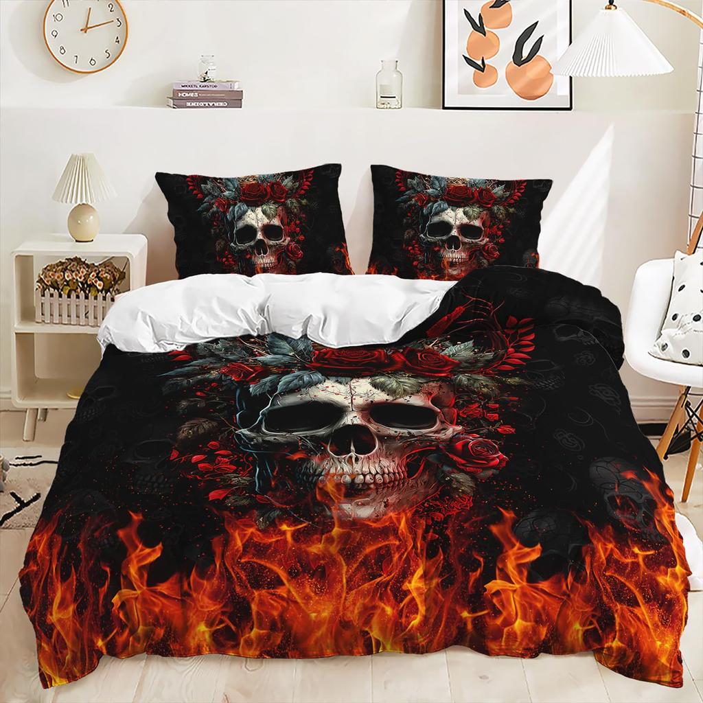 Rock Skull Gothic Three-Piece Quilt Cover 3D Digital Printing Bedding Set Bed Cover