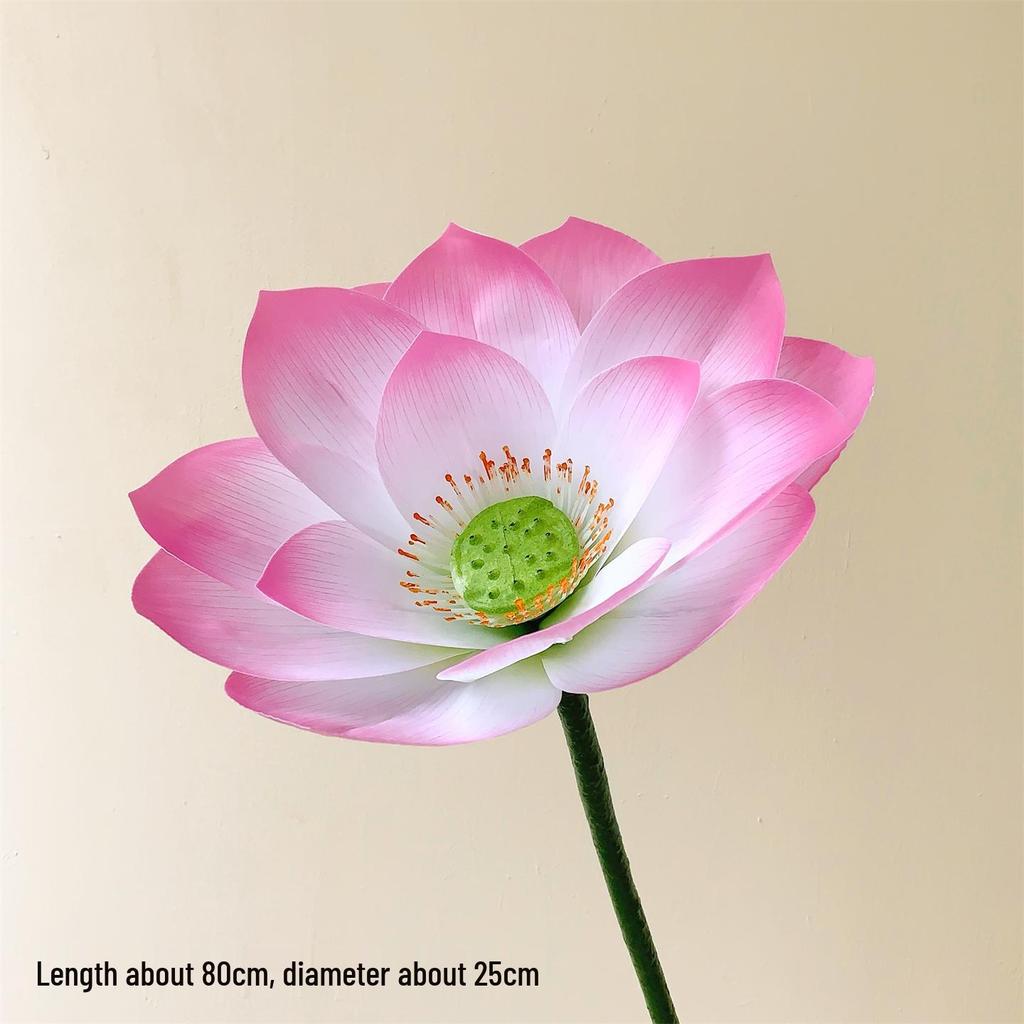 Realistic Lotus & Leaf with Stem Props - Artificial Water Lily Arrangement for Living Room Decoration