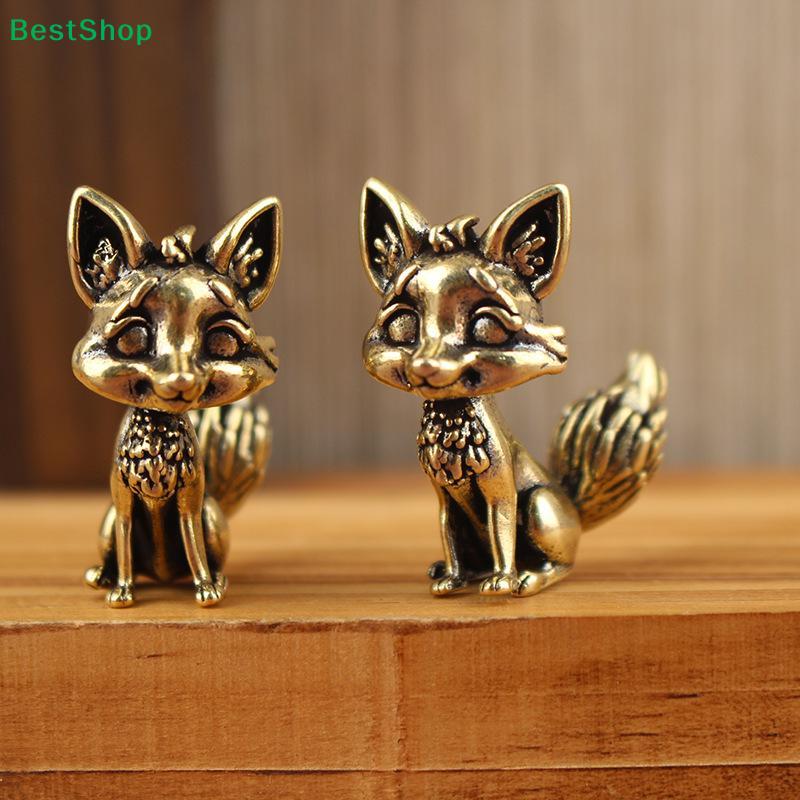 Vintage Brass Fox Figurines | Cute Animal Statues for Home Desk Decoration