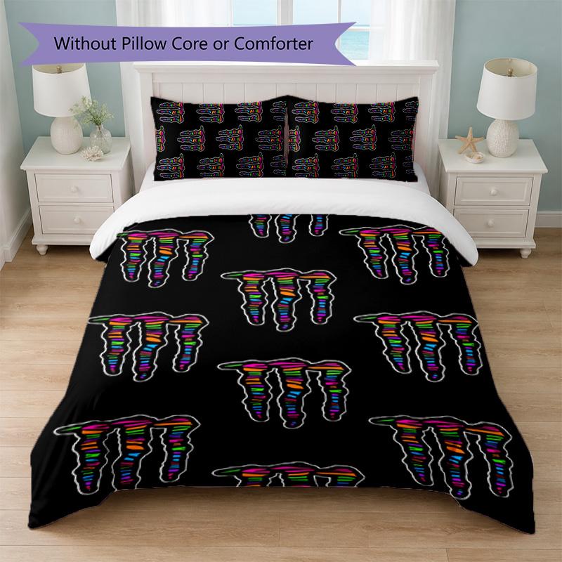 Set Copripiumino Monster Energy Stampa 3 Pezzi 1 Copripiumino e 2 Federe Biancheria da Letto Morbida per Camera da Letto Domestica
