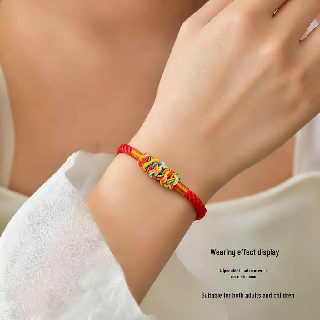 Handgefertigtes Fünffarbiges Knottenarmband: Ethnischer Stil Drachenbootfest-Accessoire für Erwachsene & Kinder
