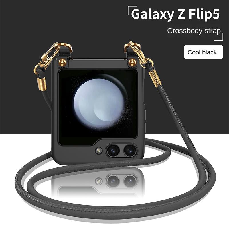 Galaxy Z Flip 5 Hülle, luxuriöse Umhängetasche mit Lanyard für Samsung Galaxy Z Flip 5 5G, galvanisierte Hartschale, stoßfeste Schutzhülle