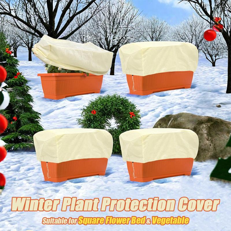 1pc Winter Plant Protection Cover Square Flower Bed & Vegetable Freeze Guard with Elastic Hem, Durable PP Material for Garden