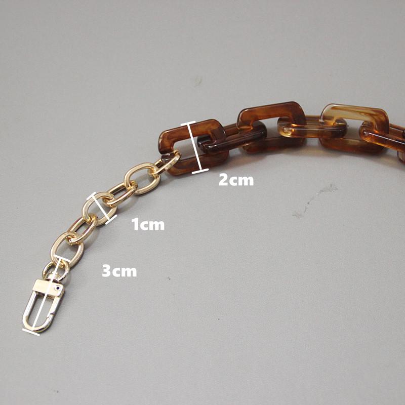 New Fashion Woman Handbag Accessory Chain Detachable Replacement Leopard Amber Green Color Strap Women DIY Clutch Resin Chain