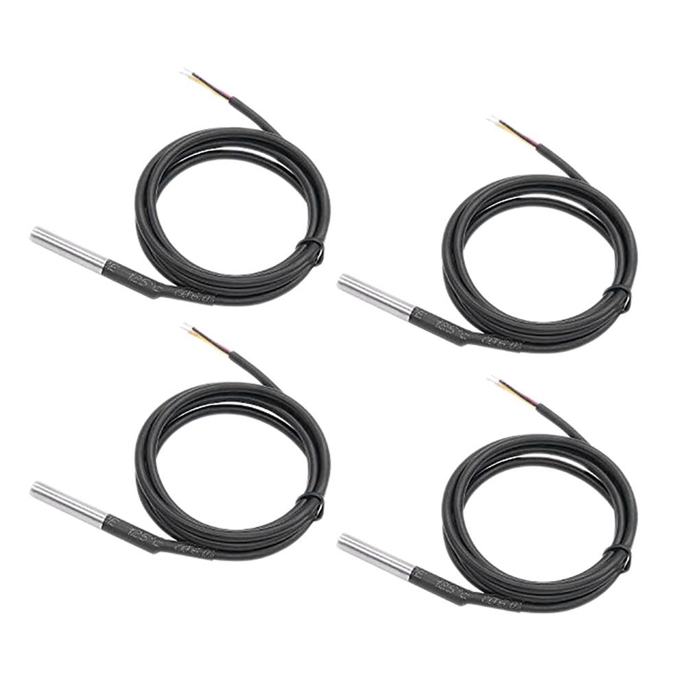 A84E-4Pcs DS18B20 Waterproof Temperature Sensors 1M Length Digital Thermal Stainless Steel Probe Temperature Controller