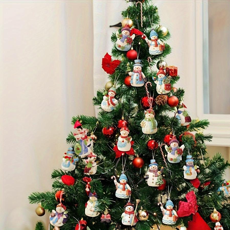 9 Pcs,Vintage,Christmas Hanging Decoration Set, Snowman & Tree Decoration with Lanyard,Perfect for Holiday Home,Party Decoration,Holiday Decorations