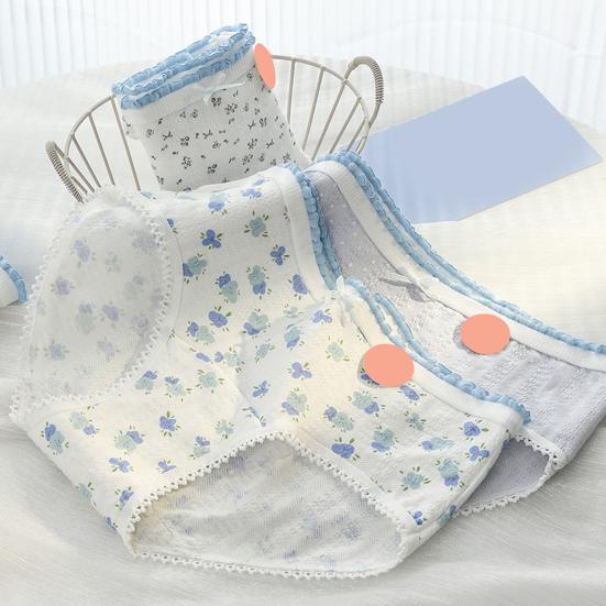5 Pcs Women's Cotton Briefs Mid Rise Full Coverage Ladies Panties Floral Print