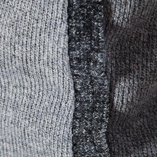 Plaid Lined Zipper Closure Male Sweater Coat Long Sleeve Patchwork Color Pockets Stand Collar Sweater Coat Men Knitwear