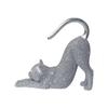 Sparkling Rhinestone Stretching Cat Figurine Jewelry Holder Light Desktop Decor for Necklace Earring Storage Home Accent Gift