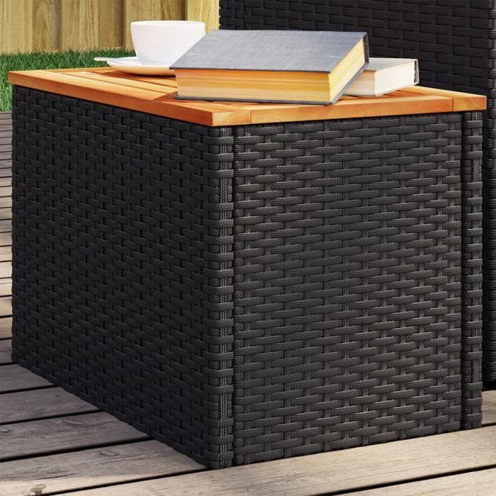 VidaXL Tables d'Appoint Jardin 2 pcs, Tables Basses, Meuble de Jardin Terrasse Patio Balcon Extérieur, Moderne, Noir Rotin 365980