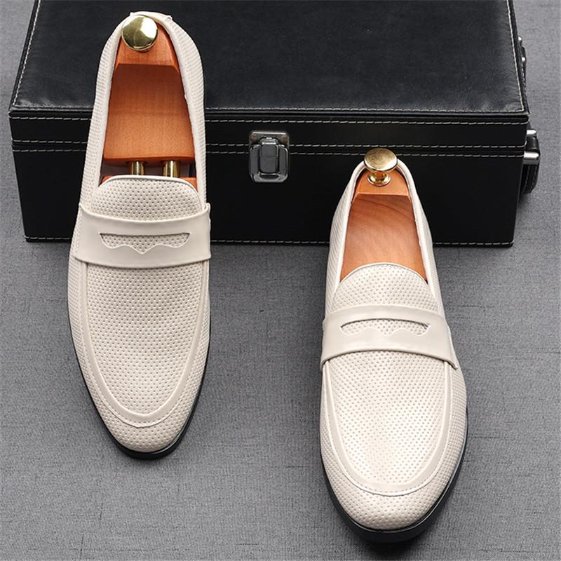 Fashion Trend New Men's Breathable Penny Loafers Pointed Slip On Business Flats Shoes Designer Homecoming Wedding Dress Footwear