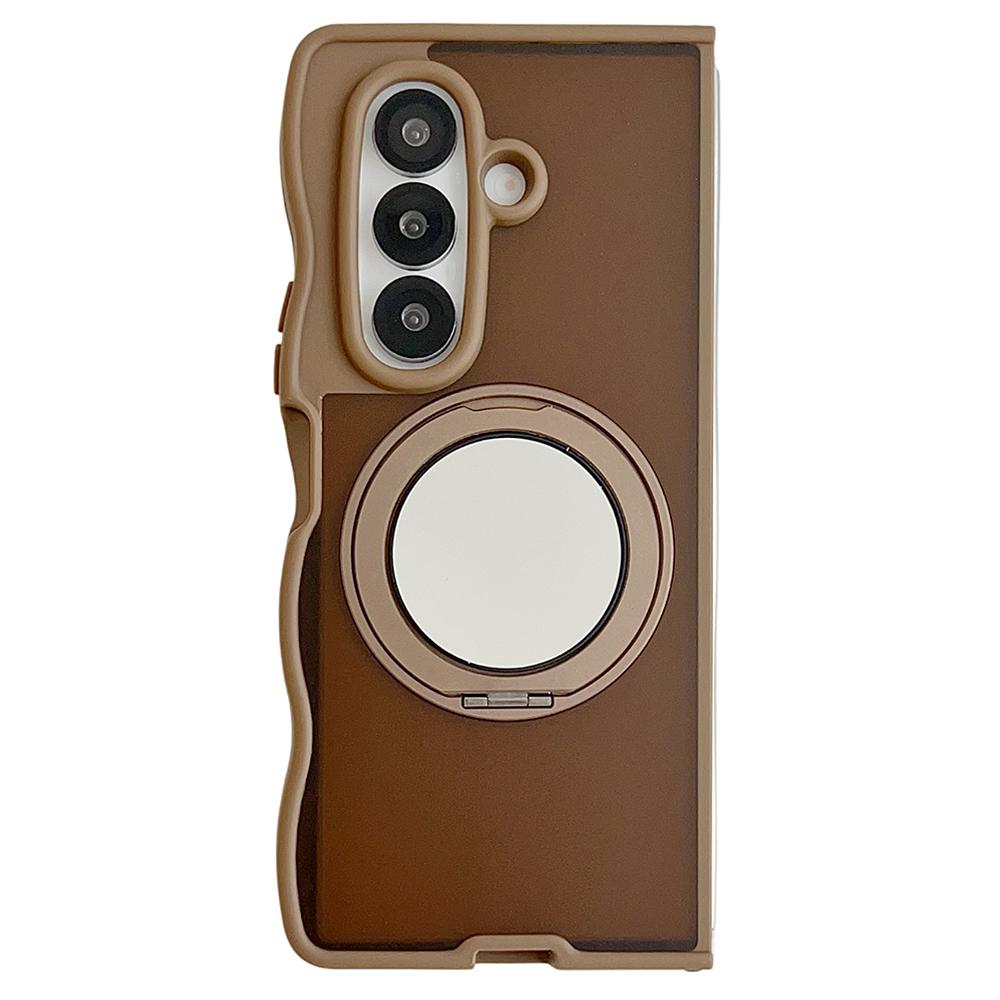 For Samsung Galaxy Z Fold7 5G Magnetic Case Mirror Rotating Kickstand Wave Edge TPU+PC Phone Cover