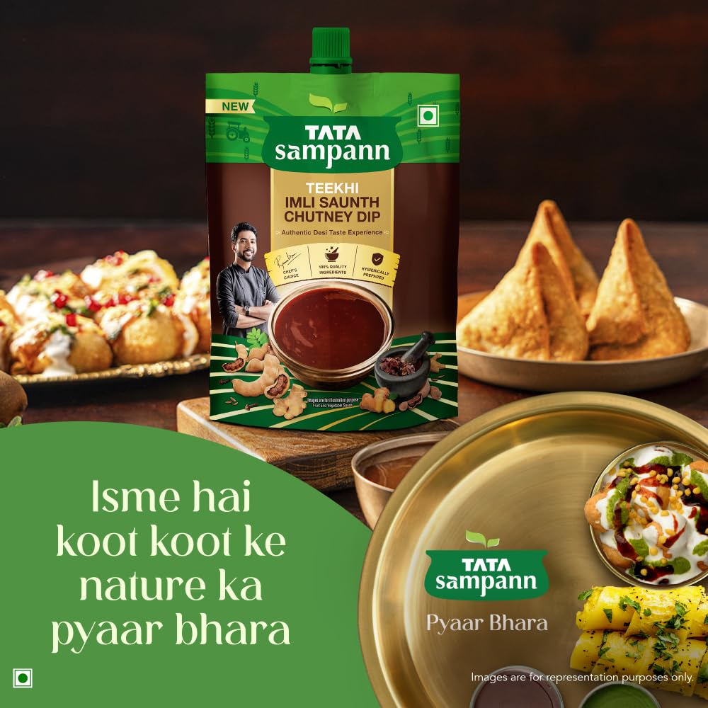 Tata Sampann Teekhi Imli Saunth Chutney Dip Spicy Tangy Tamarind Ginger Flavor For Snacks Meals 200 g