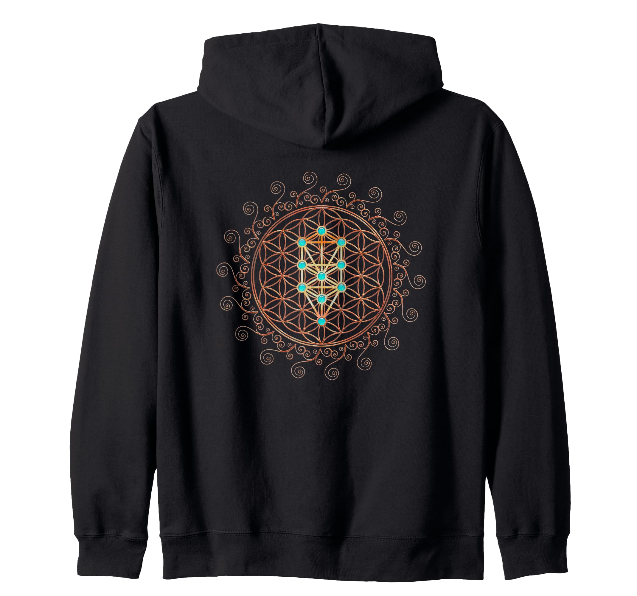 Flower of Life, sacred geometry, Tree of Life, Kabbalah, Sephiroth zip-up hoodie