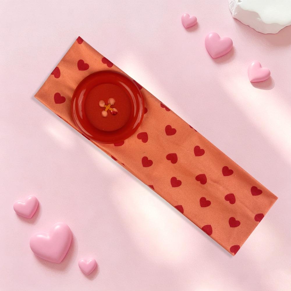 Large Button Elastic Hairband Colorful Heart Polka Dot Headband High Quality Button Hairband