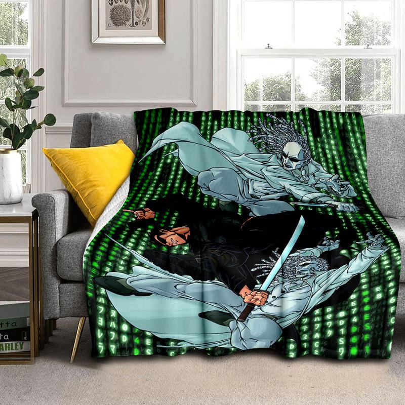 1pc Matrix Samurai Battle Cartoon Blanket,Portable Throw for Travel & Camping, All Season Cozy Blanket,Ideal Gift