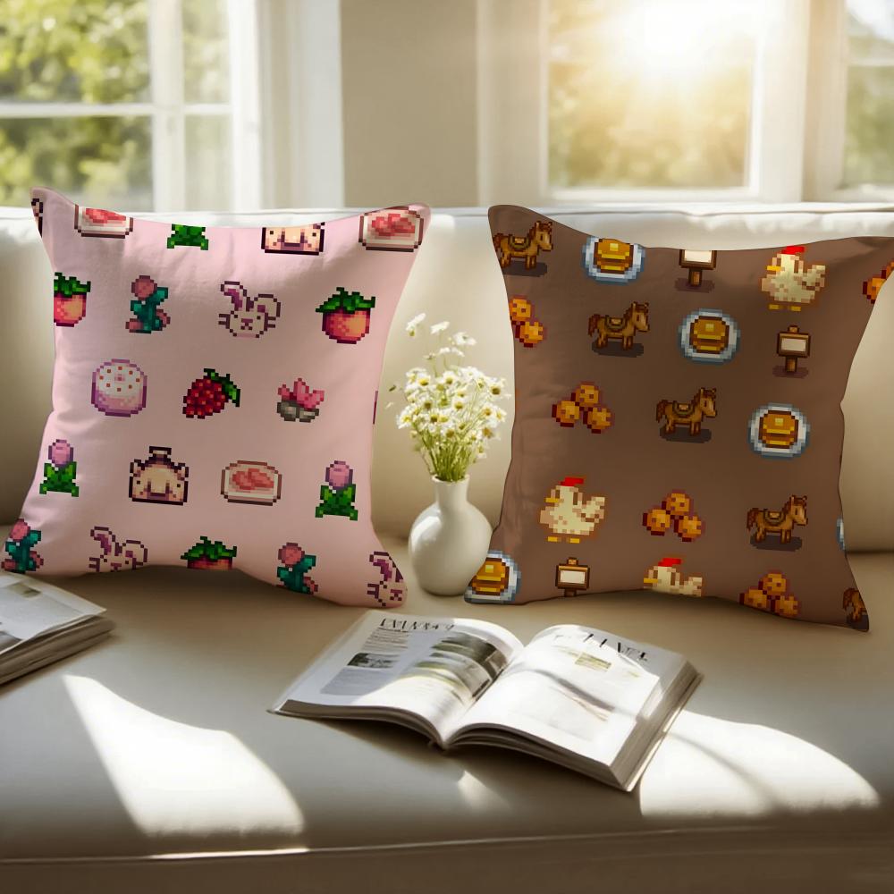 Pixelstyle Game SStardew valley Cushion Cover Pillowcase Antidustmite Invisible Zipper Short Plush Sofa Cushion