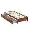 Children Bed, Flat Bed, Wooden Bed, Vintage Wood Color, Two Drawers with Castors, Adolescents And Adults, Pine Frame, Sturdy Slatted Frame, 90x200cm