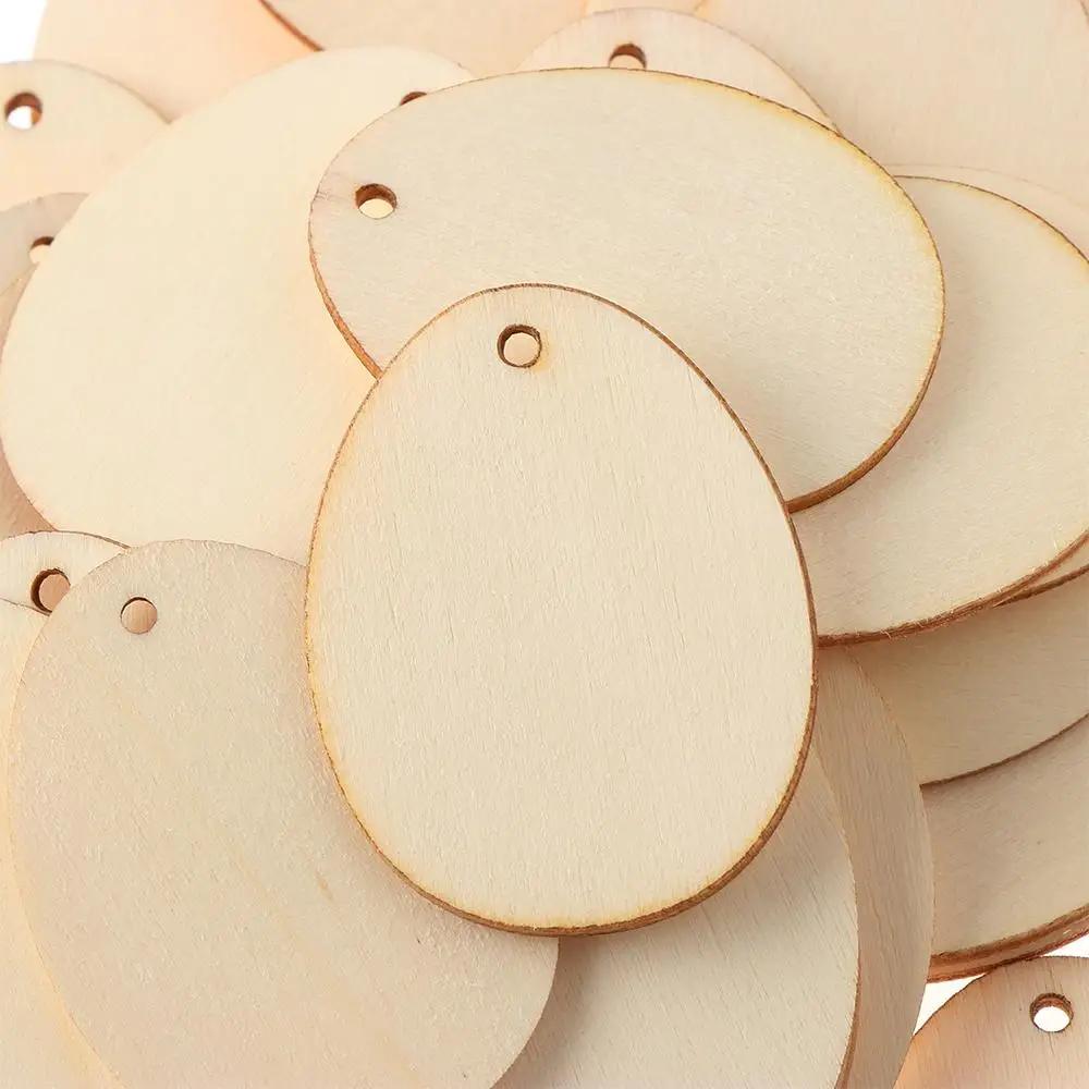 10/25/50pcs DIY Craft Household Hanging Ornaments Wooden Graffiti Wood Chips Easter Decorations Easter Eggs Wood Slice